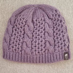 The North Face Cable Knit Pink Beanie Hat - Lavender